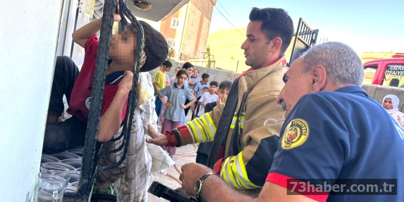 Şırnak'ta minik yürek demirde sıkıştı, kahramanlar yetişti