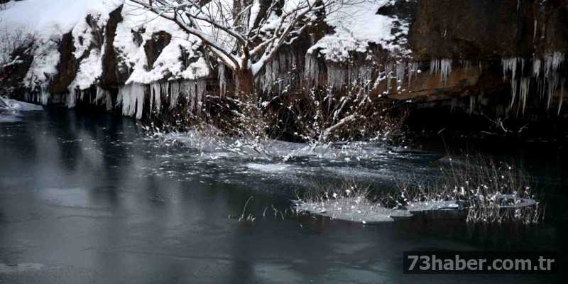 Şırnak'ta Soğuk Hava Habur Çayı'nı Dondurdu